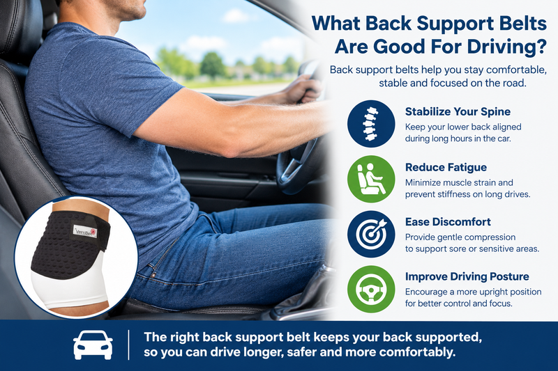 What makes a lower back support belt comfortable for driving?